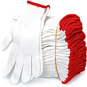 Productos de protección laboral, guantes de algodón 100% de punto cálido, guantes de hilo de algodón para trabajo de seguridad en la construcción