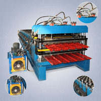 Machine de production de tôles de toiture métalliques à double couche entièrement automatique Lian Nai, ligne de formage à froid de tôles de toiture galvanisées