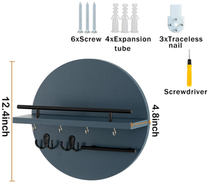 Usine entrée décoration Logo montage mural flottant bois courrier organisateur support présentoir voiture porte-clés avec crochets en métal - Product Image 5
