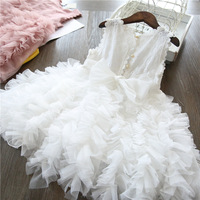 Nouvelle Robe de Princesse d'Été pour Filles, Robe Tutu Super Féerique en Tulle Superposé, Robe Élégante Sans Manches pour Enfants pour Fête d'Anniversaire