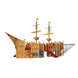 Vendita calda all'aperto attrezzature parco giochi per bambini 'legno gioco Set con altalena nave pirata per giardini e scuole scuola scuola scuola - Product Image 1