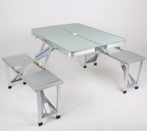 <span class=keywords><strong>Mesa</strong></span> Plegable <span class=keywords><strong>con</strong></span> <span class=keywords><strong>Sillas</strong></span>, Portátil, Plegable, Móvil, <span class=keywords><strong>para</strong></span> <span class=keywords><strong>Camping</strong></span>, Cocina, Acero Inoxidable, Metal, Aluminio, Contemporánea - Product Image 6
