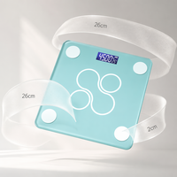 Pèse-personne intelligent Bluetooth avec écran LCD rétroéclairé en verre trempé bleu clair pour la maison et la salle de bain, suivi précis du poids, articles personnels