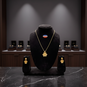 Juego de Collar y Pendientes de Latón U1 con Baño de Oro de 24K, Diseño de Flor, Elegante y Moderno, Joyería Fina para Novias - Product Image 3