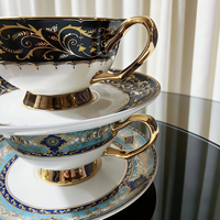 Ensemble de tasses et soucoupes à café de style luxueux, 18 pièces, en céramique, coffret cadeau, tasses à thé exquises pour le thé de l'après-midi, cadeau de mariage