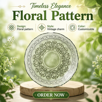 Assiette de présentation florale ambre, sous-assiette en verre vintage de 13 pouces pour la décoration de table de mariage, banquet et fête (vente en gros)