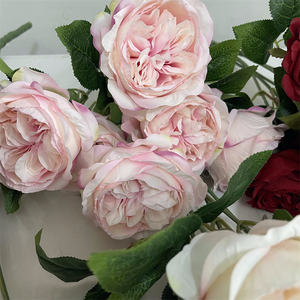 Flores rosas artificiales para decoración <span class=keywords><strong>de</strong></span> boda, 6 cabezas, venta al por mayor, romántico, inglés, austin, repollo, venta al por mayor - Product Image 6