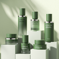 Emballage de soins de la peau personnalisé haut de gamme, conteneur ovale en verre givré de luxe, flacon pompe et pot pour lotion, toner, sérum cosmétique