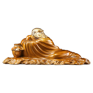 Estatua de Bodhidharma de Latón de Copper World, Pequeña Estatua de Daruma, Color Té Antiguo, Corte Dorado, Hecha a Mano, Decoración para el Hogar u Oficina, Regalo - Product Image 4