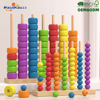 Nouvelles perles de tri de couleurs Montessori, jeu d'association de nombres, apprentissage du comptage, jouets éducatifs en bois, anneaux d'empilage arc-en-ciel pour enfants