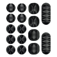 Clips adhésifs en silicone/plastique en forme de C, couleur noire, pour la gestion des câbles, organisateur de câbles, support de fils