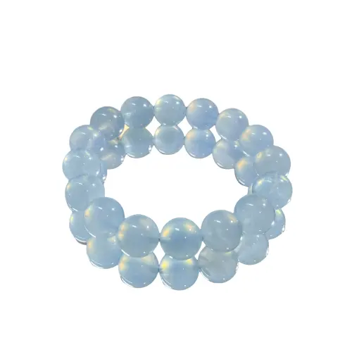 3-Sell well fashion natural Aquamarine (transparent) diameter 0.44 inch Hand circumference 9.85 inch gemstone crystal bracelet