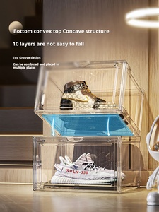 Boîte de présentation de chaussures en <span class=keywords><strong>acrylique</strong></span> transparente avec porte magnétique, empilable, pour le rangement des chaussures - Product Image 5