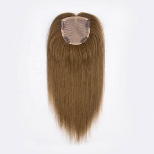 Directo de Fábrica: Topper de Cabello con Malla de Diamantes 5x5 y Base de Seda, 100% Cabello Humano, 4 Clips, Color Marrón Claro en Stock, la Más Alta Calidad - Product Image 5