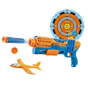 2022 online sale 5 in 1 soft dart blaster catapult airplane shoot guns for boys foam plane soft bullet shooting with target