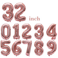 Ballons en feuille d'aluminium géants couleur or rose, chiffres de 32 pouces, écologiques, pour décorations de fête d'anniversaire, fête des mères, anniversaire de mariage, décorations festives