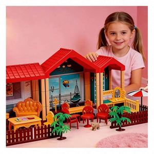 ชุดบ้านตุ๊กตาจิ๋ว DIY พร้อมเฟอร์นิเจอร์และอุปกรณ์เสริม ของขวัญโมเดลพลาสติกสร้างสรรค์สำหรับเด็กอายุ 5 ถึง 7 ปี - Product Image 3