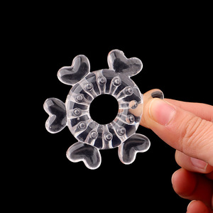 Anillo Vibrador de Silicona en Forma de Corazón, Juego de Anillos para Pene en Rosa, Transparente, Morado y Azul, de Goma Suave, Juguete Sexual para Adultos - Product Image 3