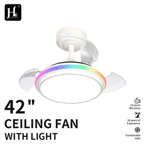 Ventilateur de plafond moderne de 42 pouces avec lumière et télécommande, pales en ABS pliables, ventilateur rétractable, lumière décorative, ventilateur LED RGB - Product Image 3