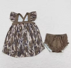 Ensemble de vêtements assortis pour bébés et tout-petits, filles et garçons, en soie de lait douce, camouflage écologique, manches courtes - Product Image 2