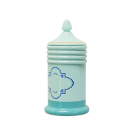 Logo personnalisé fait à la main vintage grand pot de stockage en céramique bleu vert porcelaine pharmacie apothicaire réactif temple pots avec couvercle
