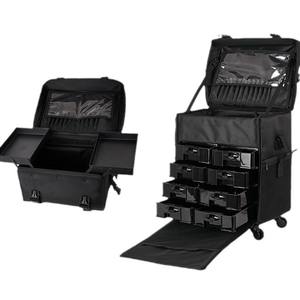 Estuche organizador de maquillaje Qihui con cajones, bolsa con ruedas de tela Oxford de 20-35L para almacenamiento de cosméticos, caja de herramientas de belleza para viaje - Product Image 1