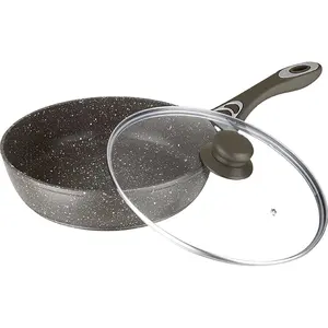 Russia market hot sale new product aluminum 28cm forged deep frying pan with lid