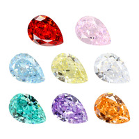 Pierre précieuse Gem 9A en tungstène à haute teneur en carbone, taille fleur de glace en forme de poire, zircon CZ blanc coloré en forme de goutte d'eau, pierre libre pour bague
