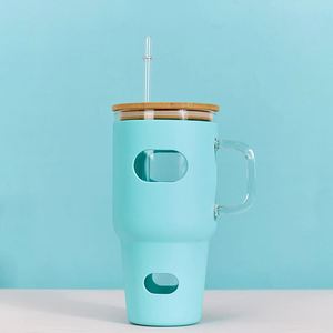 Gobelet en verre de 32 oz avec poignée et manchon en silicone pour étudiants universitaires en voiture - Product Image 4