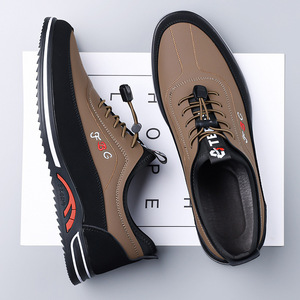 รองเท้าผ้าใบลำลองระบายอากาศสำหรับผู้ชายสีดำและสีน้ำตาลพื้นรองเท้านุ่มสวมใส่สบายรองเท้าเดินสีพื้นเย็บลายพู่ห้อย 9706 - Product Image 3