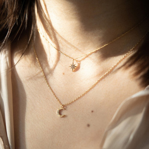Collana <span class=keywords><strong>Moonstar</strong></span> da donna in argento Sterling 18 carati placcato in oro 18 carati con consegna a breve termine - Product Image 4