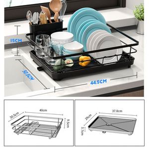 Égouttoir de cuisine moderne en acier monocouche avec panier filtrant pour séchage et égouttage sur comptoir, design peu encombrant - Product Image 3