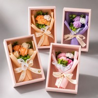 Bouquet de fleurs de savon éternelles préservées, rose et œillet parfumés, coffret cadeau pour la Fête des Mères, la Saint-Valentin, l'anniversaire, décoration