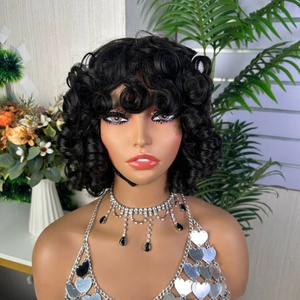 Bouncy Curly <b>Human</b> Hair <b>Wigs</b> With Bangs Fumi Curls Short Bob Egg Curls Glueless Full Machine Made <b>Wigs</b> for Women - Product Image 2