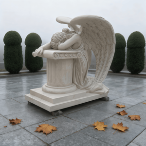 Надгробный памятник в европейском стиле из мрамора, статуя ангела, надгробие в форме сердца, скульптура - Product Image 3