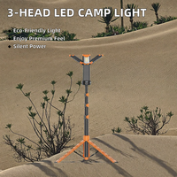 Lampe de travail LED portable sans fil à batterie lithium rechargeable, lampe de camping à 3 têtes, support de 73,2 pouces de hauteur, trépied détachable, indice de protection IP55