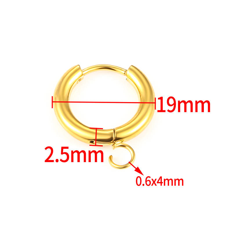 Pendientes de aro soldados al vacío en oro de 18 quilates, 2.5x19mm.