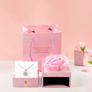 กล่องของขวัญ<span class=keywords><strong>วาเลนไทน์</strong></span>สุดสร้างสรรค์พร้อมกระเป๋าถือกล่องของขวัญแบบลิ้นชักชั้นเดียวลายดอกกุหลาบใหญ่ที่เก็บรักษาไว้ - Product Image 2