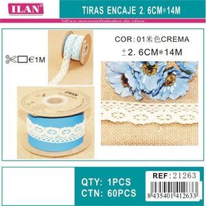 Strisce di pizzo ILAN 2,6 cm x 14 m colore crema per artigianato e decorazioni - Product Image 3