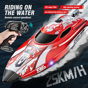 เรือบังคับวิทยุ <span class=keywords><strong>2</strong></span>.4GHz ความเร็วสูง 25 กม./ชม. ระยะควบคุม 120 ม. ไฟ LED รีเซ็ตด้วยปุ่มเดียว พร้อมระบบแจ้งเตือนแรงดันต่ำ สำหรับเด็กและผู้ใหญ่ ใช้ในสระว่ายน้ำหรือทะเลสาบ - Product Image 2