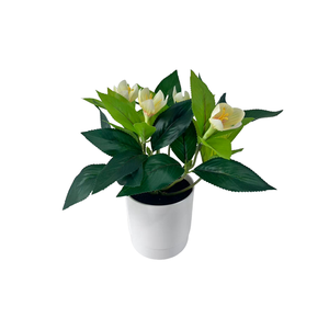 Hojas <span class=keywords><strong>de</strong></span> orquídeas <span class=keywords><strong>de</strong></span> tacto real, bonsái <span class=keywords><strong>de</strong></span> plástico Artificial, planta en maceta, decoración ecológica para el hogar con maceta - Product Image 3