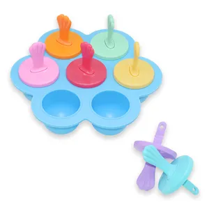 100% Food Safe Silicone Popsicle Molds 7 cavity Ice Pop Molds Baby Food Storage Container with Sticks