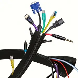 Grosir Penutup Manajemen Kabel Penutup Penyimpanan Penyortiran Kabel Komputer dengan Penutup Pelindung Kabel Ritsleting Anti-statis Tidak Berbau
