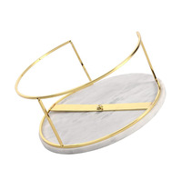 Supports à gâteaux en marbre blanc élégant avec support en métal en laiton Ensemble de 3 supports à cupcakes Dessert Wedding Party Decor Marble Tray