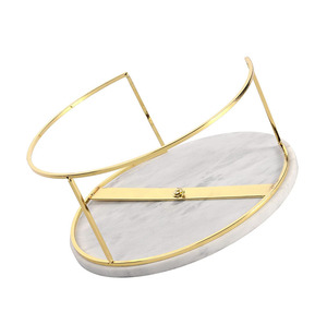 Supports à gâteaux en marbre blanc élégant avec support en métal en laiton <span class=keywords><strong>Ensemble</strong></span> de 3 supports à cupcakes Dessert Wedding Party Decor Marble Tray - Product Image 5