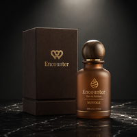 Flacon de parfum de haute qualité 100 ml, flacon de parfum en verre givré, flacon de parfum rond brun vide avec emballage en boîte