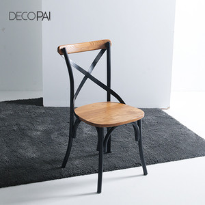 Salon <span class=keywords><strong>industriel</strong></span> bistro café restaurant ELM siège meubles cadre crossback KD bois chaise en métal - Product Image 5