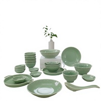 Ensemble de bols et cuillères en céramique antibactérienne au design minimaliste pour la maison, assiettes écologiques vertes, style moderne, passe au lave-vaisselle