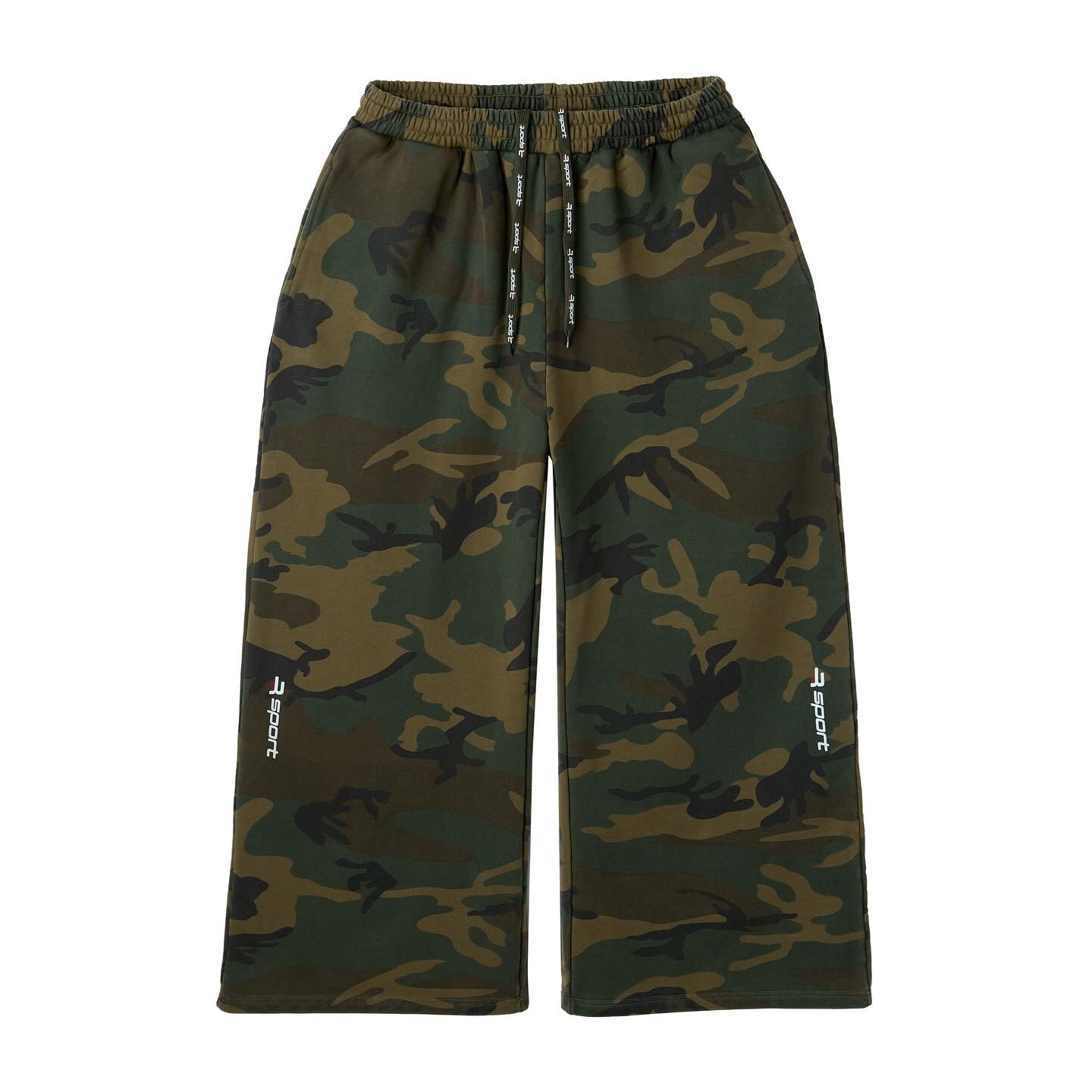 Custom Cotton Jogger Pants Oversized Straight Leg Camouflage Pattern Baggy Sweatpants Cropped Raw Hem Pants for Men Track Pants