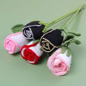 2025 nuevo hecho a mano ganchillo rosas flor conservada Rosa flor tejida ganchillo taza Rosa boda Madre Día Navidad regalos - Product Image 3